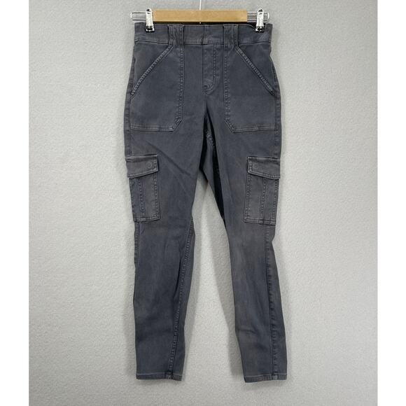 SPANX Jeans Womens Medium Gray Shaping Stretch Pull On Skinny Cargo Casual Twill - Picture 1 of 14